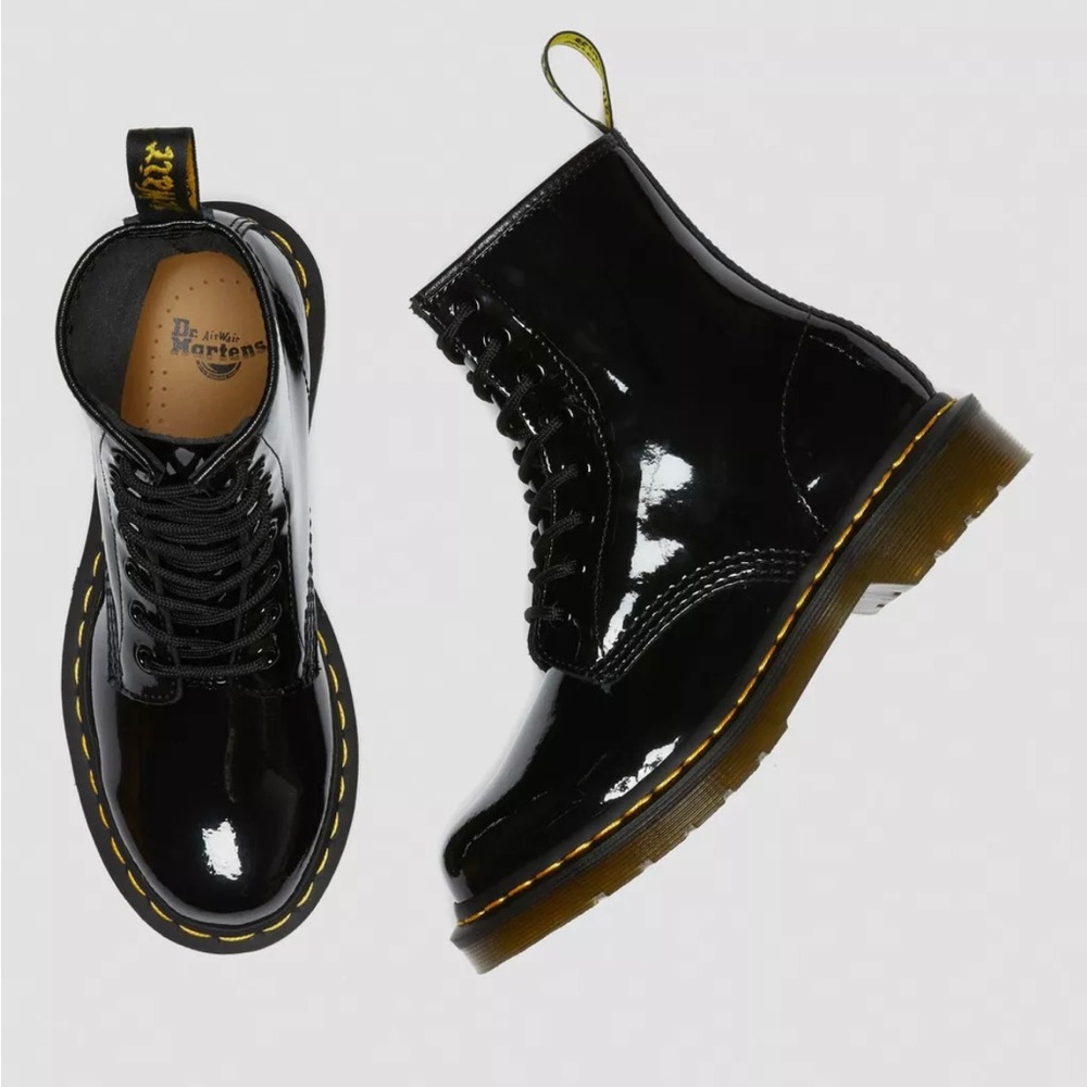 Doc Martens Patent Leather Lace Up Boots - Picture 2 of 3